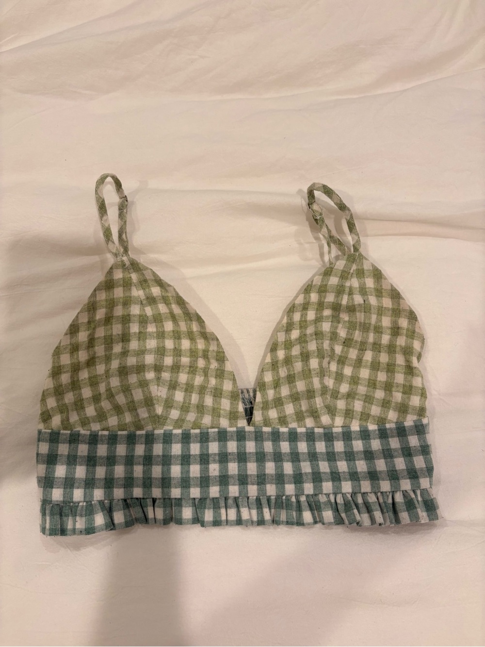 Green Gingham UO Bralette Top
